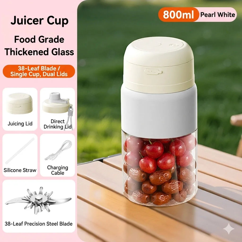 Portable Blender 38 Blades Electric Juicer Cup Rechargeable Smoothie Maker Wireless Automatic Fruit Mixer for Gym Travel Camping
