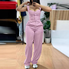 2025 American European New Fashion Women's Elegant Solid Color Trendy 2 Piece Sets Strapeless Suspender Vest Trousers Female