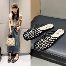 Women's slippers summer breathable women's cool sandals summer sparkling flat hollow out versatile hooded cool sandals for women