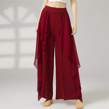 Women Wide Leg High Waisted Flowing Chiffon Dance Pants