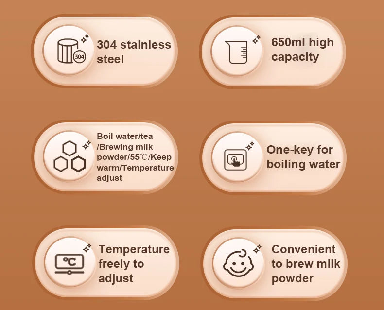 Portable Hot Water Boiler Brew Milk Tea Cup Electric Kettle Insulation Heating Temperaure Adjustable Health Pot Stew Slow Cooker