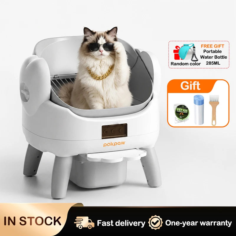 Pokpaw CL23 Automatic Cat Litter Box App 72L Large Capacity with Kitten Mode – Quiet Smart Litter Box Travel Cat Toilet Supplies