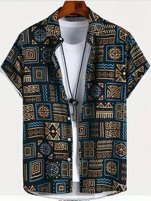 Hawaii Shirts for Men 3D Paisley Graphic Short-sleeved T-shirt Casual Lapel Buttons Male Tops Summer Oversized Bohemian Man Tees