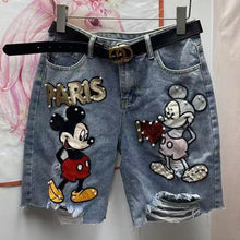 Supzoom New Arrival Loose Casual Summer Top Fashion Cotton Embroidery Beading Mickey Mouse Summer Denim Shorts