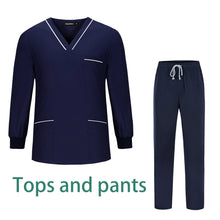 Solid Color Long Sleeve Suit Unisex Lab Spa Nursing Workwear Slim Medical Scrub Uniform Nurse Doctor Surgical Gown Wholesale