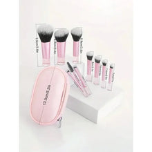10pcs Pink Makeup Brush Set for Beginners Mini Portable Foundation Eyeshadow Brushes with Crystal Handle Includes Brush Pouch