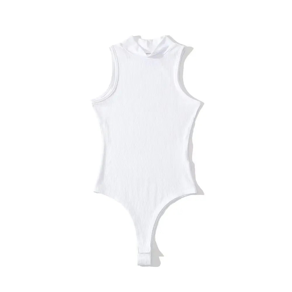 Womens Mock Neck Bodysuit Slim Sleeveless Tank Top Casual