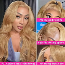 13X6 Hd Lace Frontal Colored Wig Honey Blonde Body Wave Lace Frontal Wig #27 Colored 13X4 Transparen Preplucked Brazilian Wig