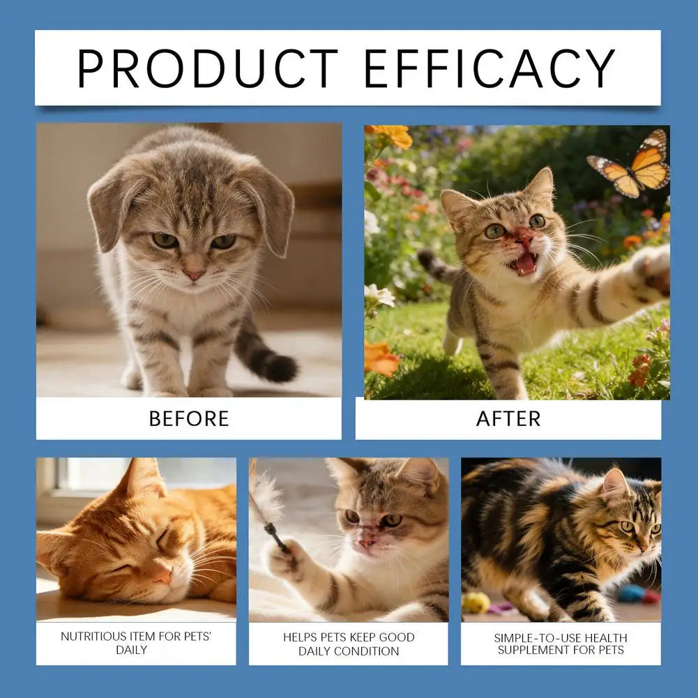 Cat Taurine Powder Supplement Eye & Heart Health Support, Essential Feline Nutrition Natural Pet Vitamins for Kittens Adult Cats