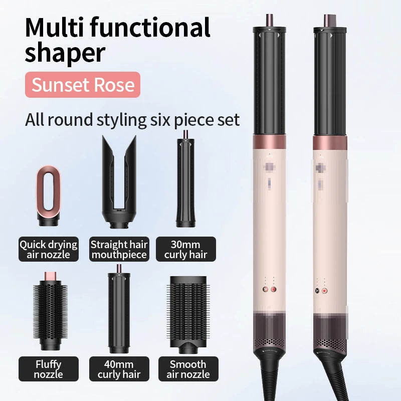 1700W 6 in 1 Hot Air Hair Styler150000RPM Auto-Curling BarrelStraightening BrushNegative Ion Fast Dry Nozzle Hair Dryer 110V/220