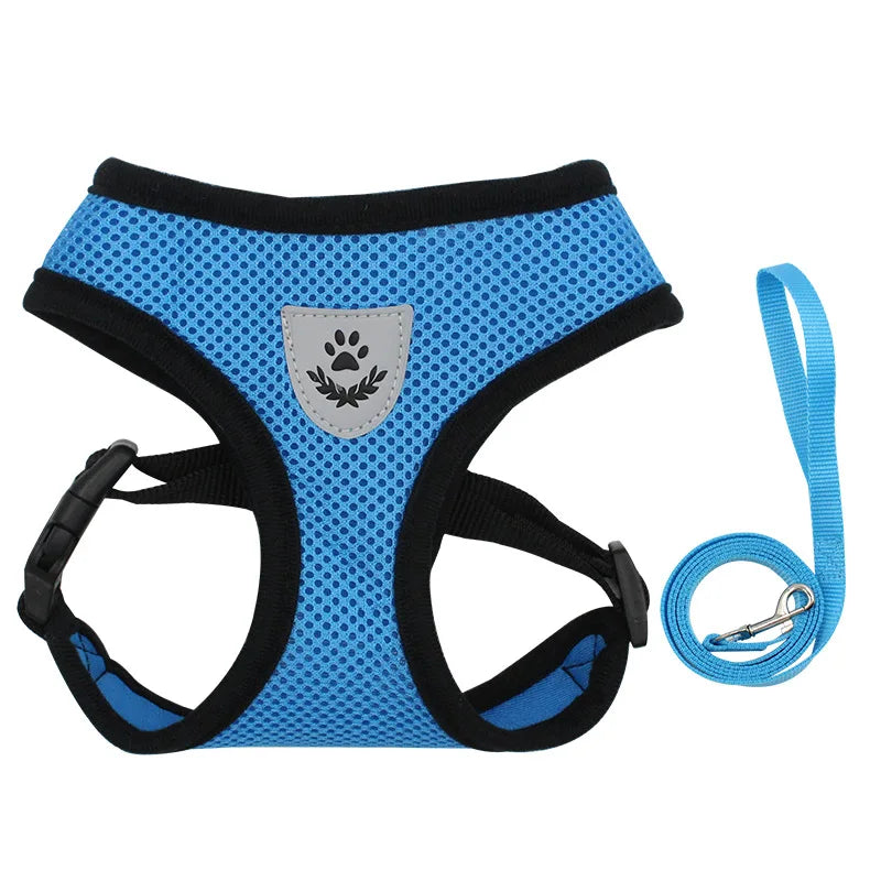 Cat Small Dog Breathable Mesh Harness And Leash Kitten Cats Harnesses Little Dog Puppy Harness For French Bulldog Chihuahua Pug