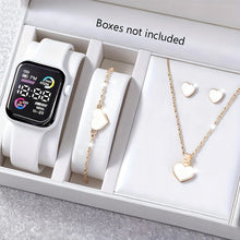 6-piece set of fashion electronic watch necklace earrings ring set for teenagers boys and girls, the best choice for frien