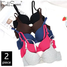 FallSweet 2PCS Cotton Push Up Bra For Women Underwire Bralette  Small Chest A B Cup Seamless Brassiere Breathable Underwear