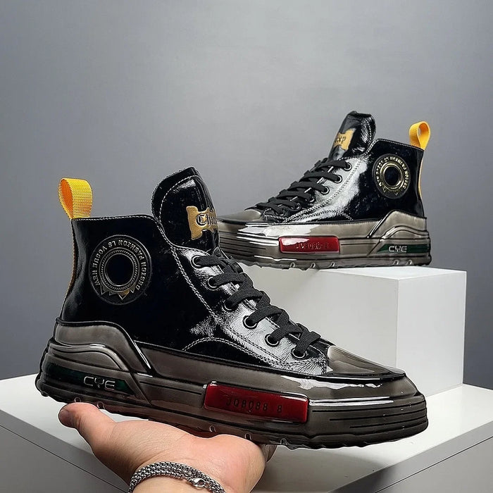 Chaussures montantes décontractées pour homme, tendance, cuir, nouveauté hiver, respirantes, style coréen, chaussures mode européenne