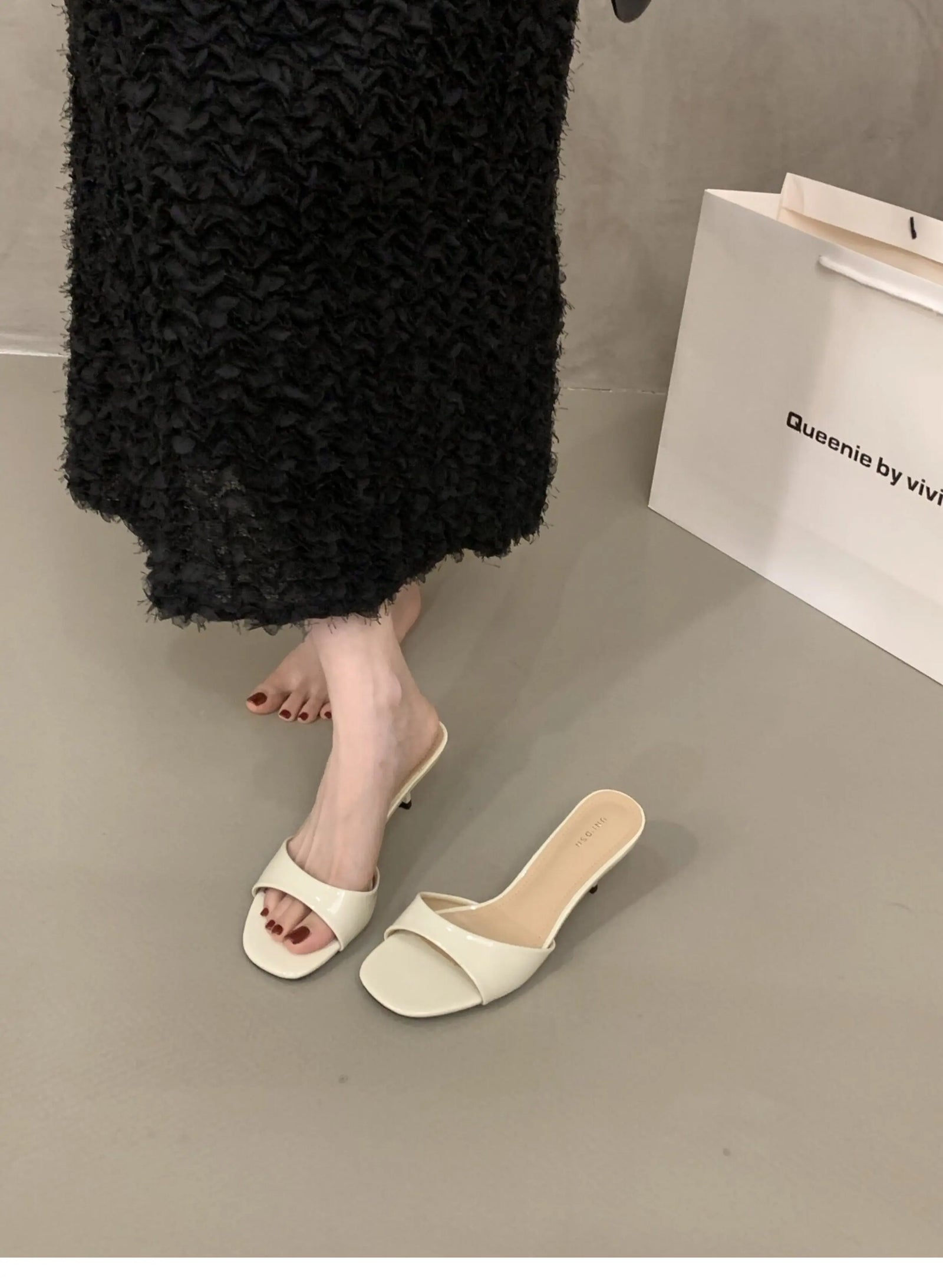 2026 Summer New Brand Women Slipper Fashion Open Toe Slip on Slides Ladies Elegant Thin High Heel Dress Pumps Slides 524