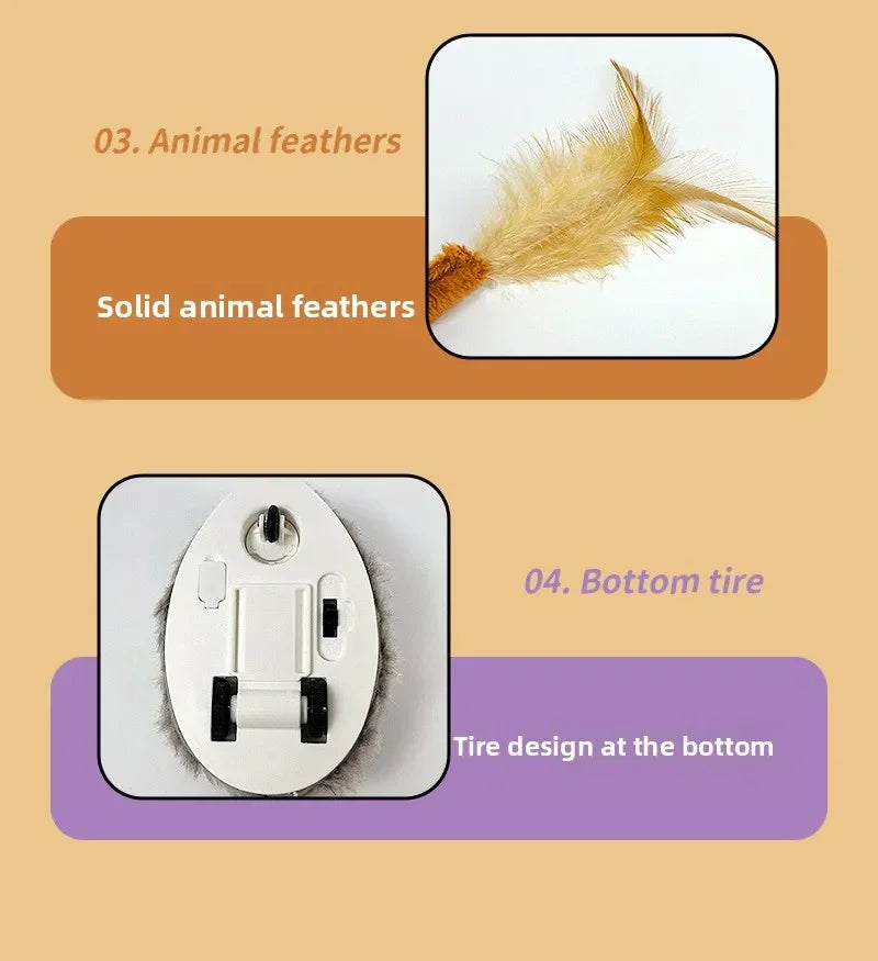 Fun Realistic Cat Plush Mouse Toy, Interactive Running Mice with Dog Tail for Cats, Kitten Teaser Pet Toys for Indoor Play and