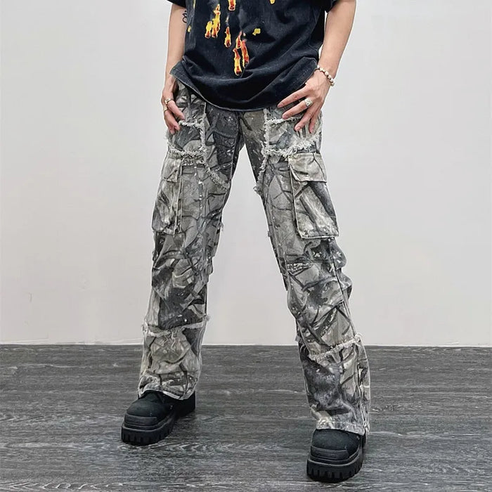 Salopette camouflage 2026 mode Y2K jean large évasé pantalon cargo vêtements pour hommes pantalon droit large pour femmes pantalon long