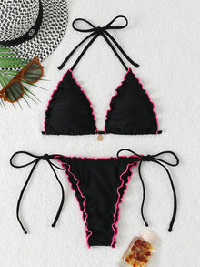 Triangle Bikini Set For Women Lace Up Two Piece Swimwear