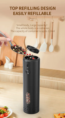 1 pièce/2 pièces mini moulin à poivre automatique rechargeable par USB, moulin à sel et à poivre à mouture réglable pour épices de cuisine