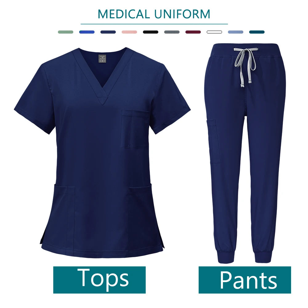 Health Services Medical Shirt Pants Sets Fashion Doctor Nurse Surgical Gown Professional Beauty Salon Scrub Medical spa Uniforms