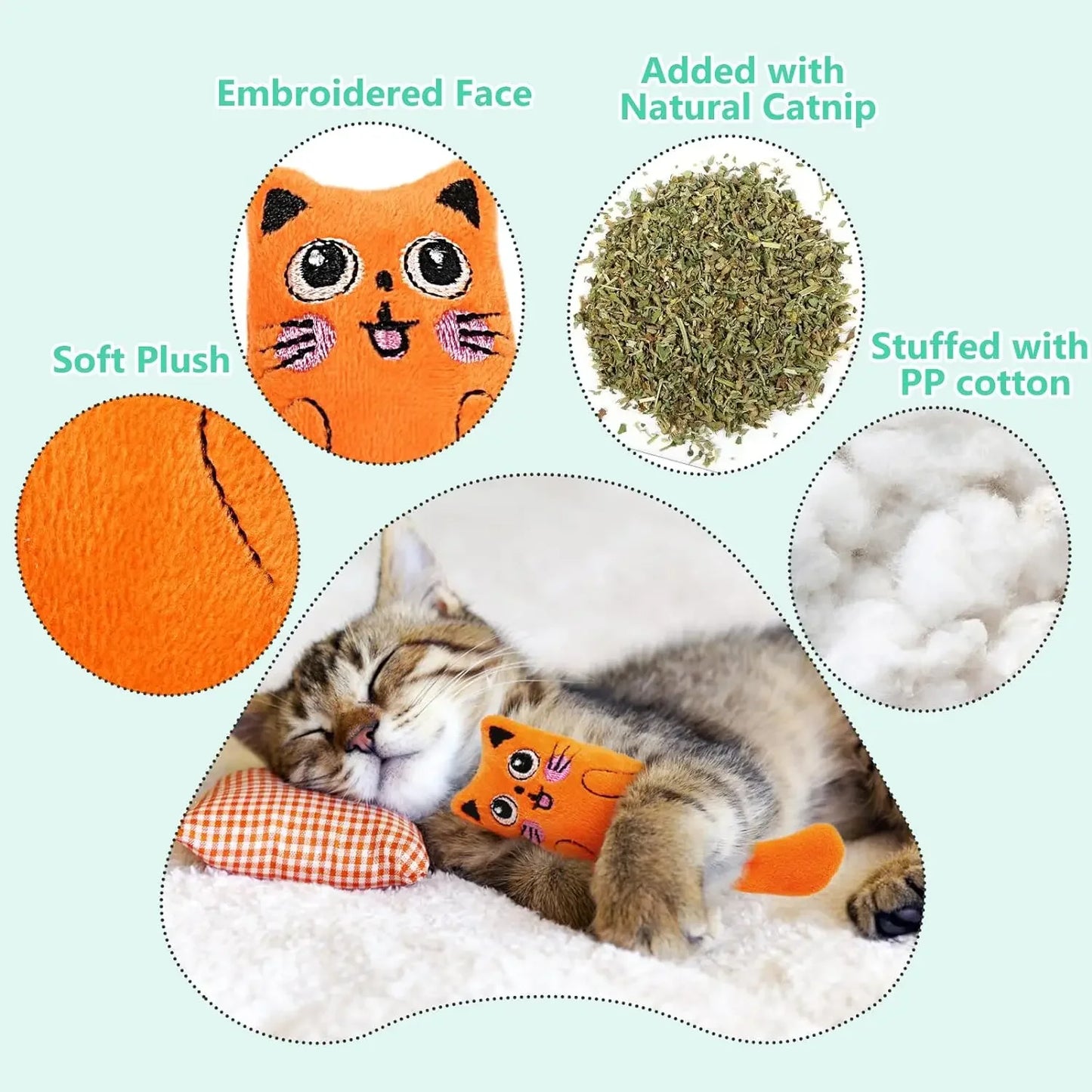 SCGK Cat Toy Catnip Toys Soft Plush Cat Nip Chew Toy for Indoor Cats, Interactive Kitten Pillow Kitty Teething Toys for Cat