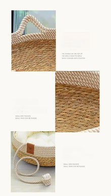 Vine Woven Cat Bed Pet Bed All-weather Comfortable Sleep 35/40cm Cat Bed Circular Cat House Puppy Bed Home Pet Supplies