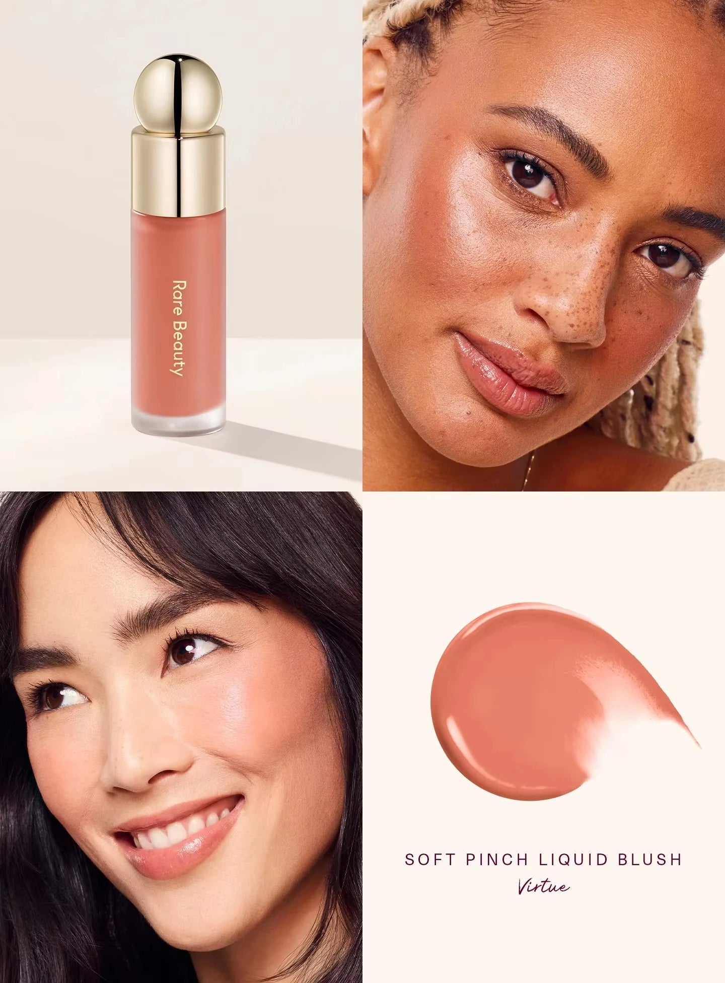 Rare Beauty Long-lasting Ultra-pigmented Liquid Blush Mistake-proof Seamless Airy Lightweight Worth Virtue Hope Joy Blush Makeup