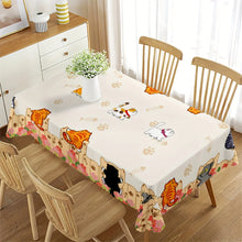 Cute Cat & Kitten Paw Print Tablecloth, Pet Theme Table Cover for Kitchen Dining Room Patio Picni