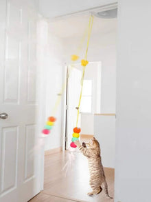 Pet Teasing Stick Kitten Self Hi Elastic Rope Cat Toy Feather Bell Teasing Stick Hanging Swing Toy
