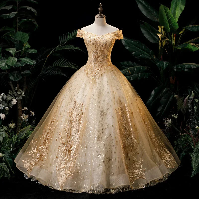 Womens Ankle Length Organza Wedding Dress With Puff Skirt