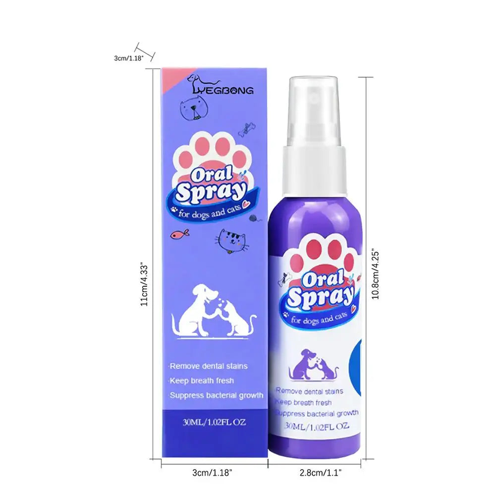 30ml Pet Spray Dog Oral Care Bad Breath Teeth Cleaning Pet Freshener Supply Deodorant Plaque Care Remover Breath Pet Accessories