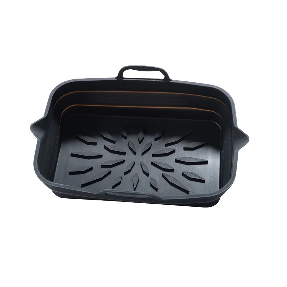 Silicone Air Fryers Oven Baking Tray Rectangle Oven Baking Tray Basket Reusable Liner Pizza Basket Mat Insert Dish Pan Accessory