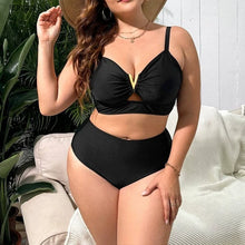 2026 Black V Neck Plus Size Swimwear Women High Waist Large Two Piece Swimsuit Lady Hollowed Out Chubby Big Curvy Bathing Suit