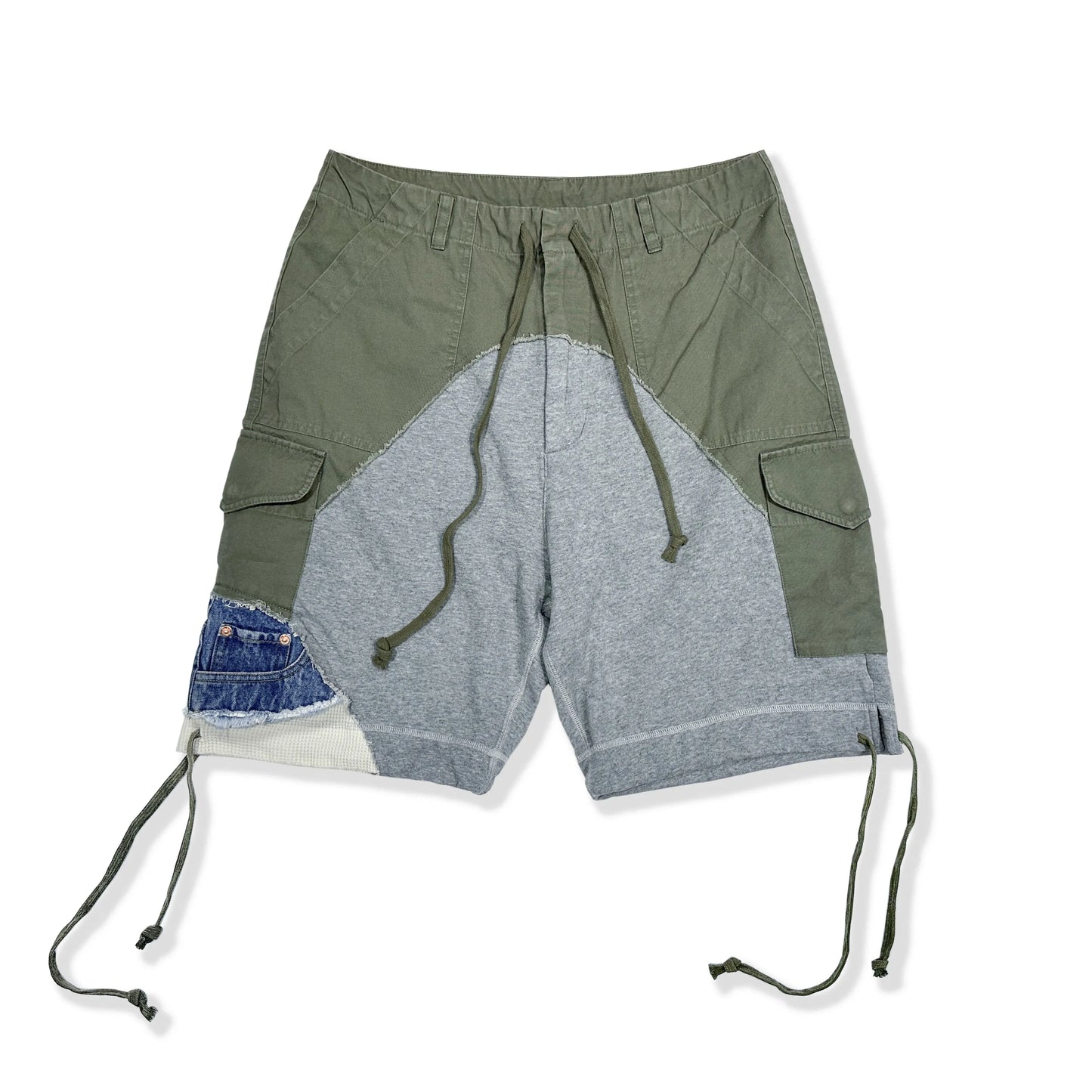 ABOORUN Hi Street Men's Army Patchwork Shorts Multi Pockets Cargo Shorts for Male