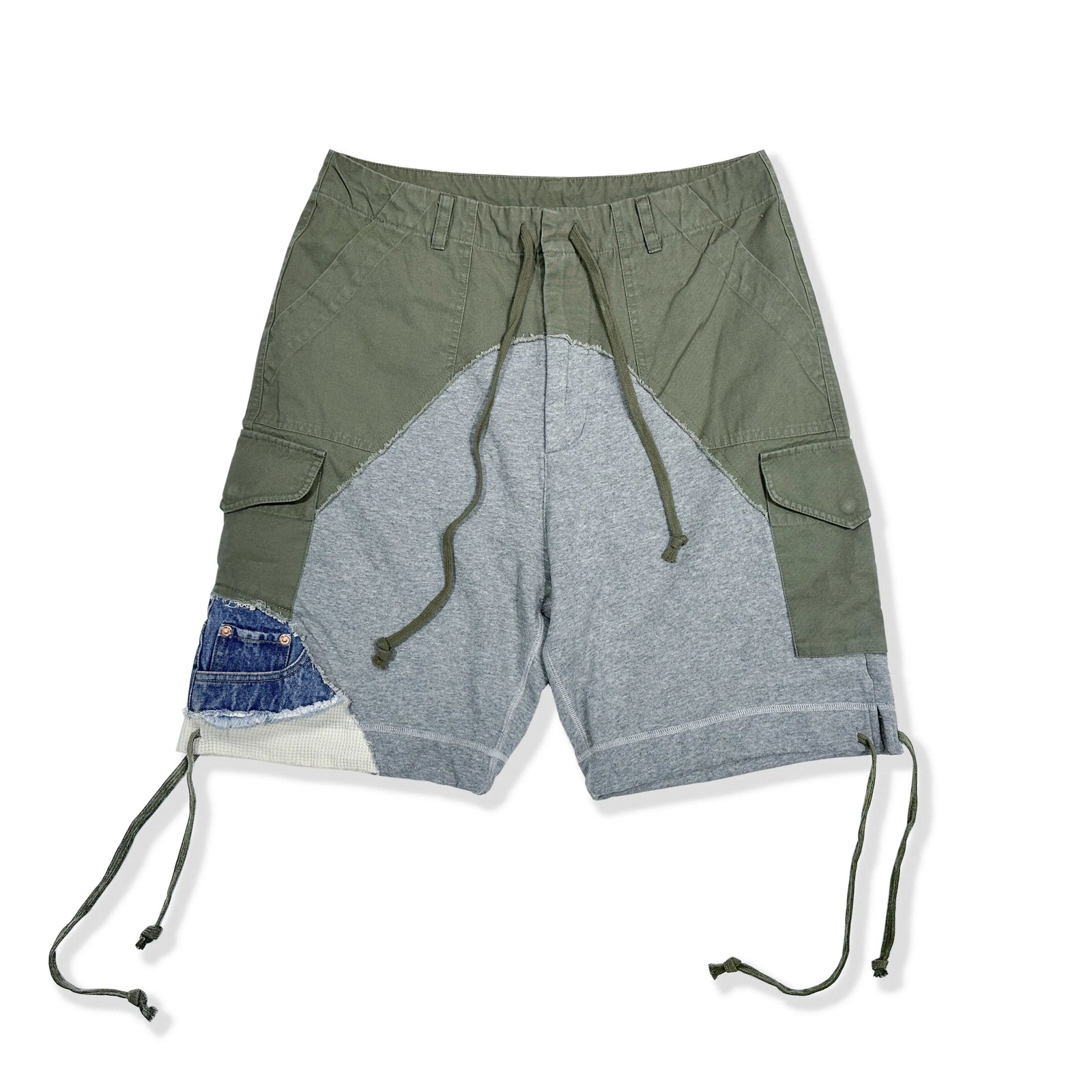 ABOORUN Hi Street Men's Army Patchwork Shorts Multi Pockets Cargo Shorts for Male