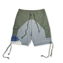 ABOORUN Hi Street Men's Army Patchwork Shorts Multi Pockets Cargo Shorts for Male