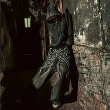 Y2K Retro Oversized Baggy Unisex Mopping Pants Phantom Jeans Men High Street Spider Embroidered Patch Hip Hop Streetwear Gothic