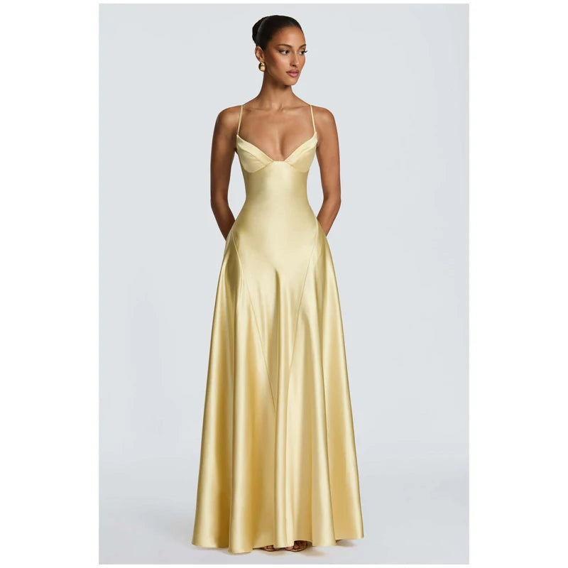 Women Green Ruched Elegant Satin Maxi Dress Mermaid One-shoulder Cutout Slim Fit Flowy Vestido 2026 Lady Summer Evening Vestidos