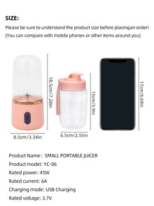 400ml Portable USB Electric Travel Juicer Cup For Smoothie Milkshake Home Gym Kitchen Mini Mixer Tool