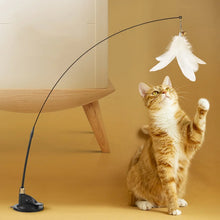 Suction Cup Cat Teaser Stick Bite Resistant Feather Bell Interactive Toys for Cats Replacement Head Kitten Energy Pet Supplies