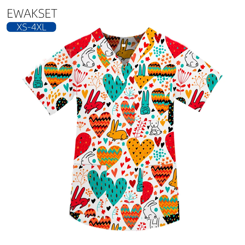 Women men Cartoon X-ray Surgical Tops pure Cotton Short Sleeve Medical Uniform Hospital Clinic Scrubs Blouse orthopedics Clothes