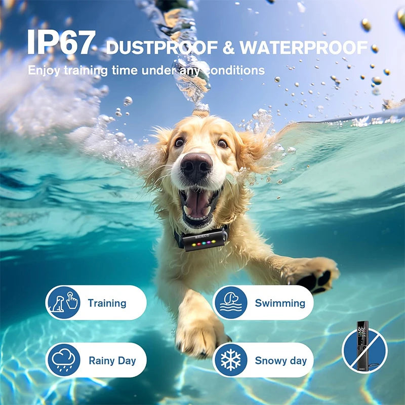 ROJECO  Dog Training Collar with Remote Control 1600FT IP67 Waterproof Electric Dog Collar For Pet Dog Bark Control Stop Collar