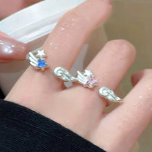 Sweet Angel Wing Star Open Ring for Women Exquisite Romantic White Finger Ring Vintage Creative Cute Versatile Jewelry Wholesale