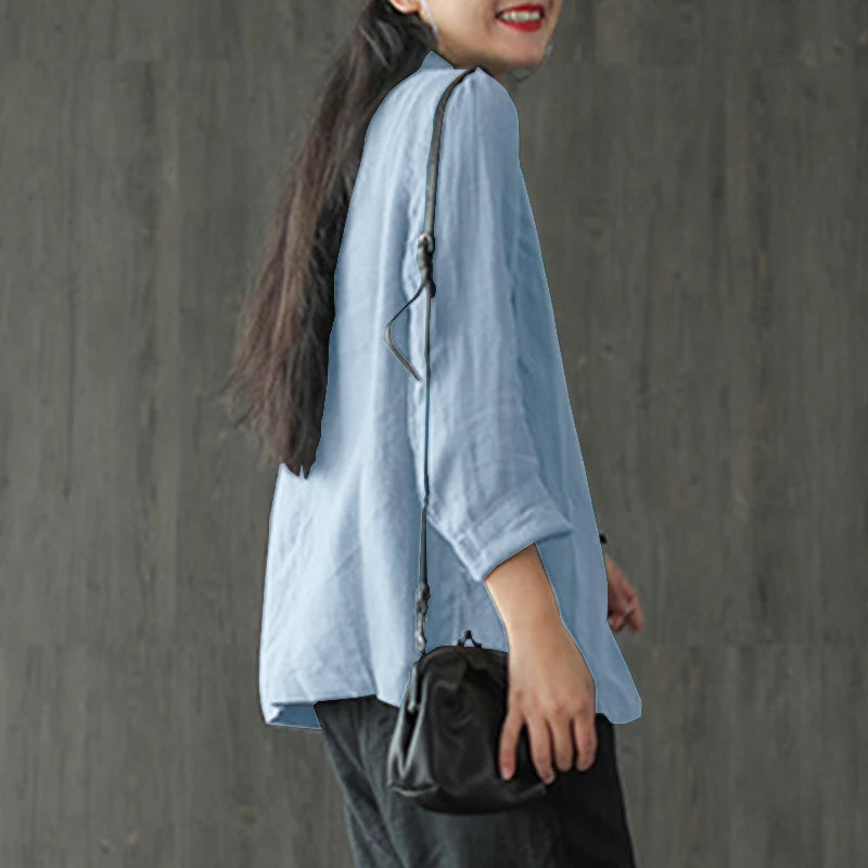 Elegant Solid Blazer Women Autumn Overcoats ZANZEA 2023 Casual Long Sleeve Single Button Coats Female Lapel Outwears Oversized