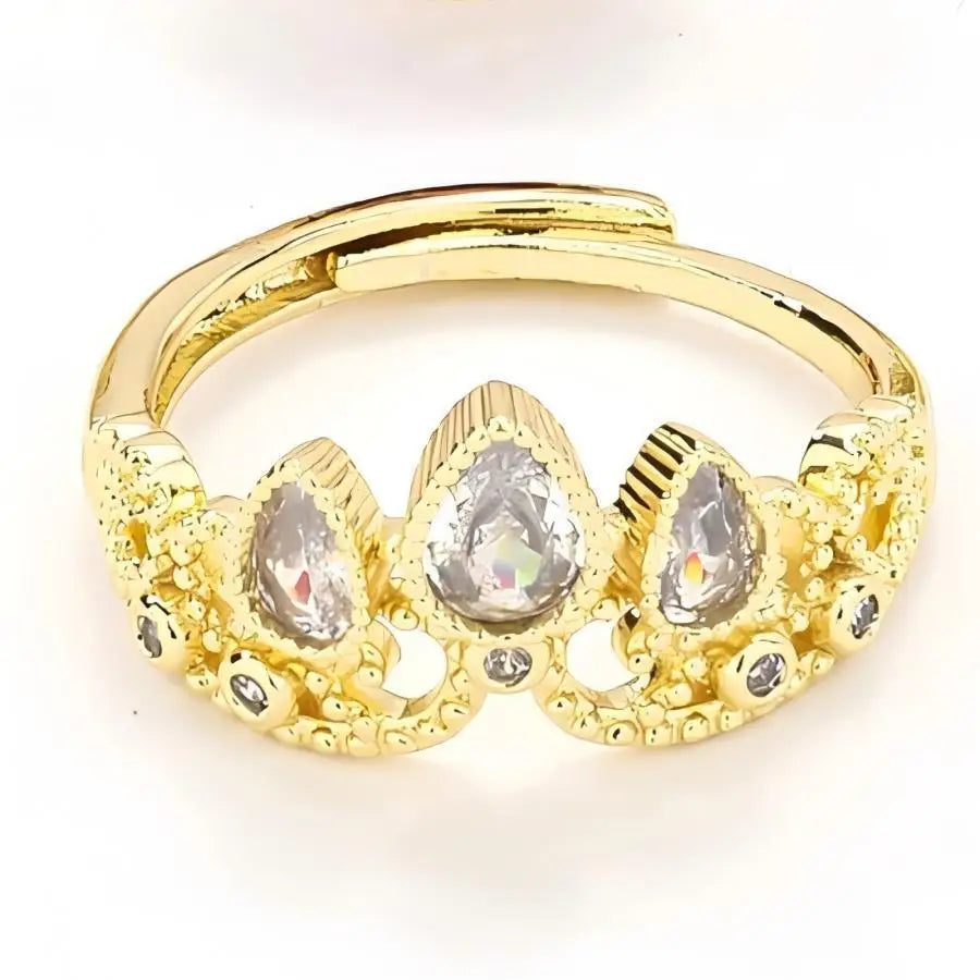 SUNSLL Classic Cubic Zircon Red Sacred Heart Rings For Women Girls Angel's Wings Gold Plated Wedding Party Jewelry Gifts