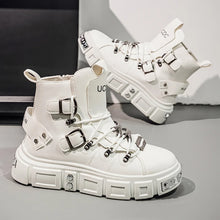 Fashion Rivet Black High top Sneakers Men Leather Design Luxury Shoes Street Gothic Punk Boots Men Motorcycle Boots Big Size 46