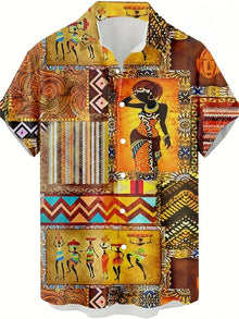 Hawaii Shirts for Men 3D Paisley Graphic Short-sleeved T-shirt Casual Lapel Buttons Male Tops Summer Oversized Bohemian Man Tees