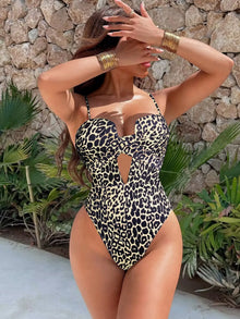 Yellow Hollow Out One Piece Swimsuit Backless Monokini