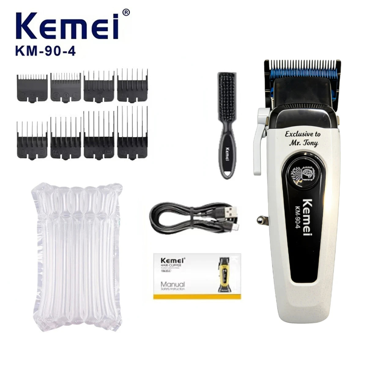 Kemei White 90 4 Hair Clippers Brushless Motor DLC Blade