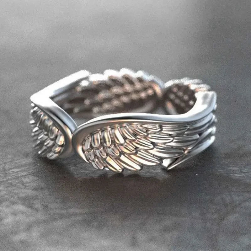 Retro Angel Wings Ring For Women Silver Color Punk Gothic Adjustable Open Ring Jewelry Unisex Accessories Gifts Wholesale